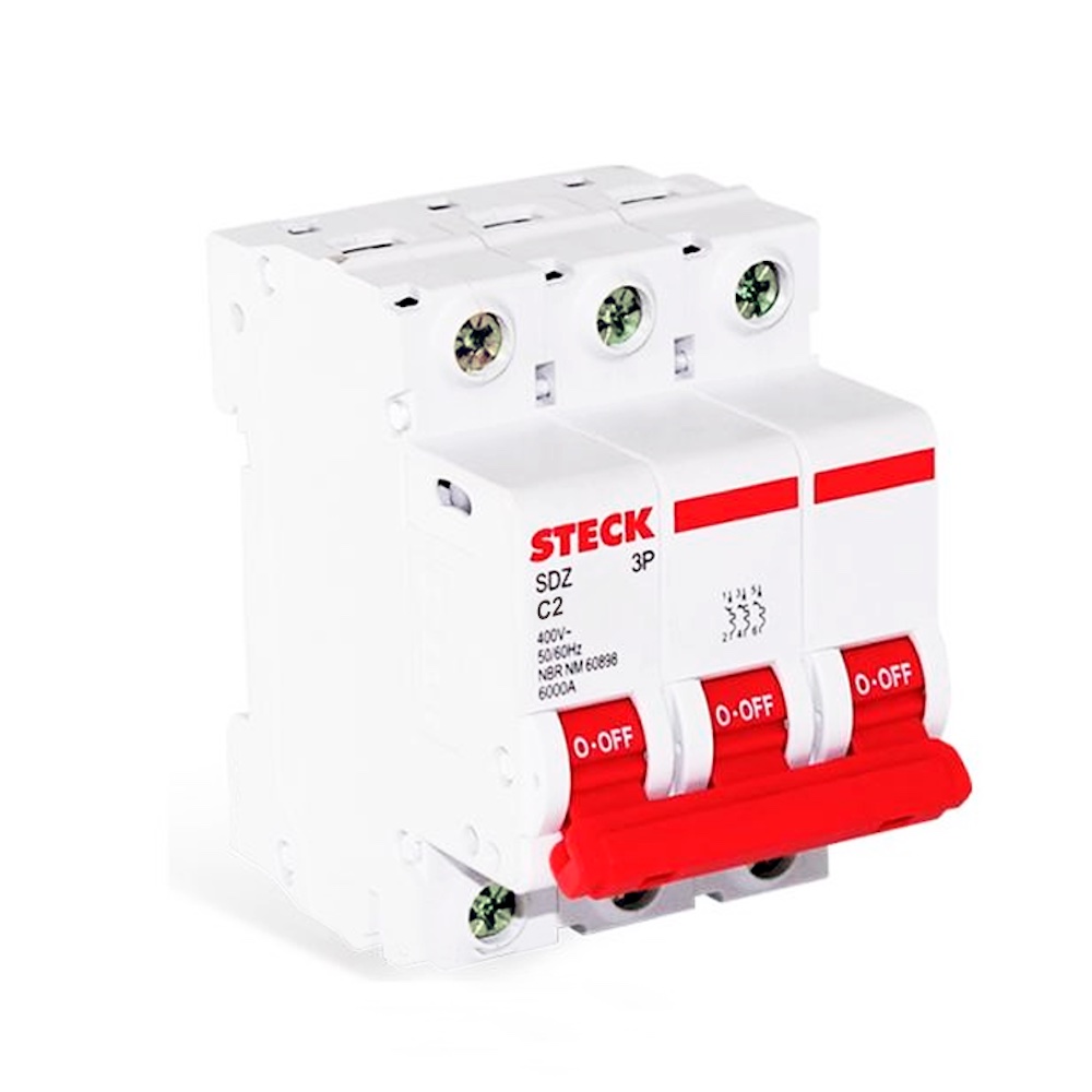 INTERRUPTOR AUT TERMOMAG P/RIEL 3P 2A 400VAC 6KA SDZD63C02