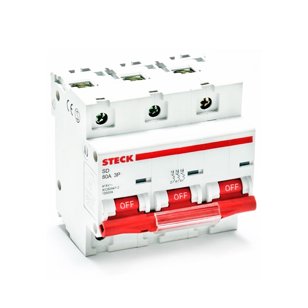 INTERRUPTOR AUT TERMOMAG P/RIEL 2P 80A 230/400V 10KA SDD2C80