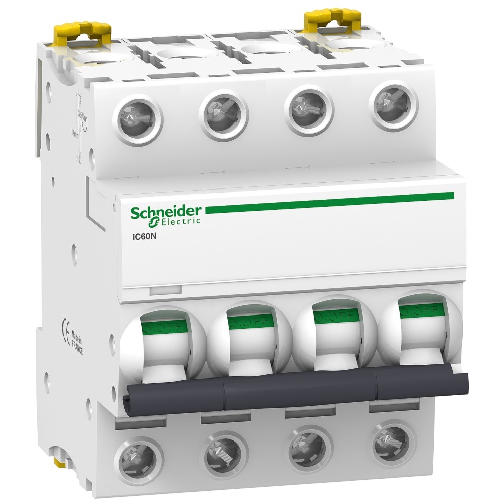INT TERMOMAGNETICO P/RIEL 4X25AMP IC60N 20/10/6KA 240/380/440V A9F74425