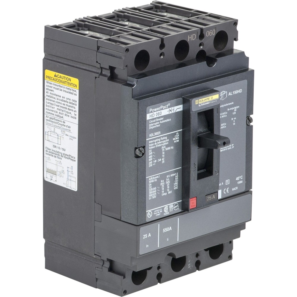 INTERRUPTOR TERMOMAGNETICO 3x30A, 35kA a 480V, HGL 36030 SQUARE´D