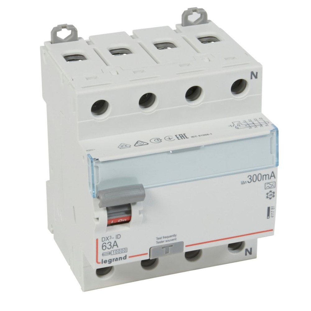 INTERRUPTOR DIFERENCIAL 4P 63A 230VAC 300MA TIPO A DX3 411781
