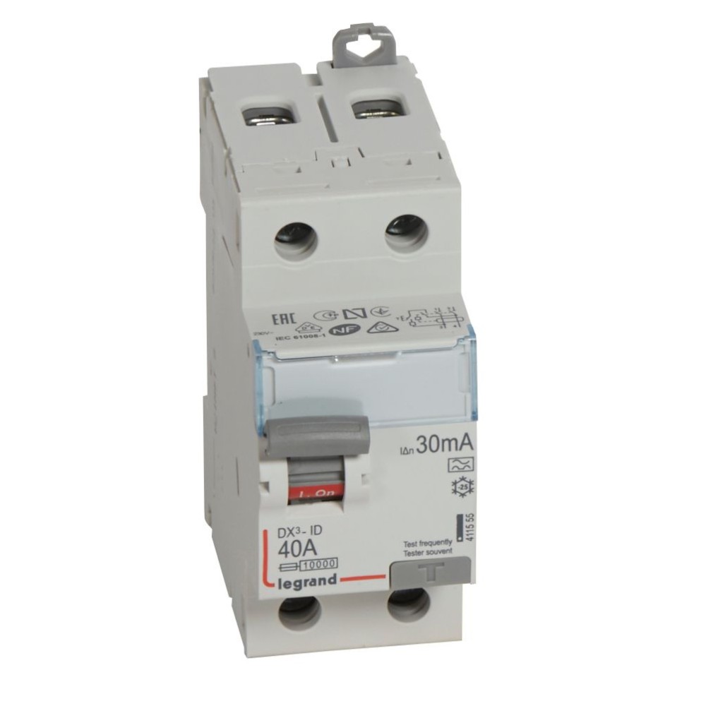 INTERRUPTOR DIFERENCIAL 2P 40A 230VAC 30MA TIPO A DX3 ID 411555