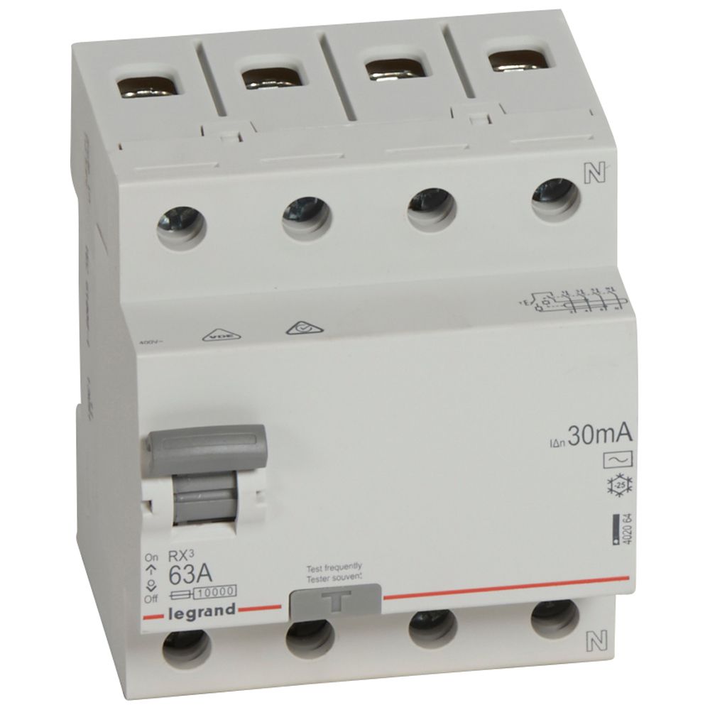 INTERRUPTOR DIFERENCIAL 4P 63A 400VAC 30MA TIPO AC RX3 402064