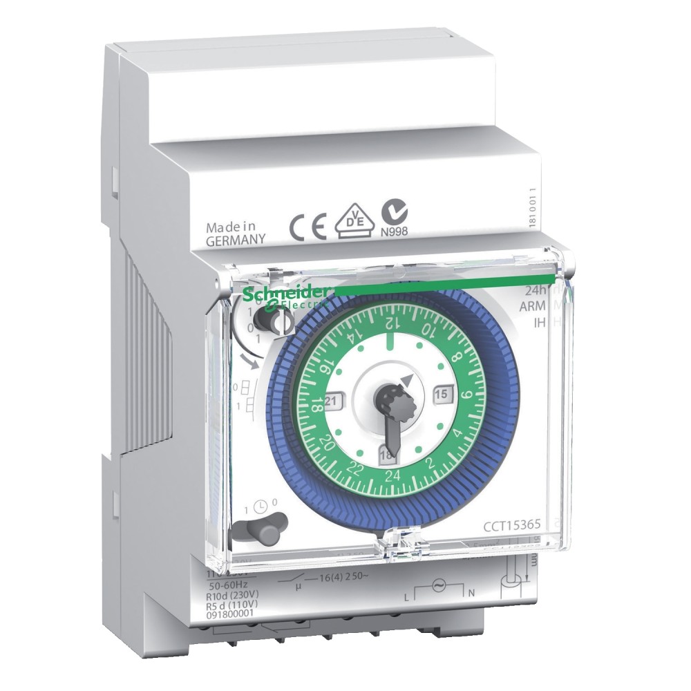 INTERRUPTOR HORARIO ANALOG DIARIO 230VAC 16A 200H 1NA+1NC ACTI 9 IH CCT15365
