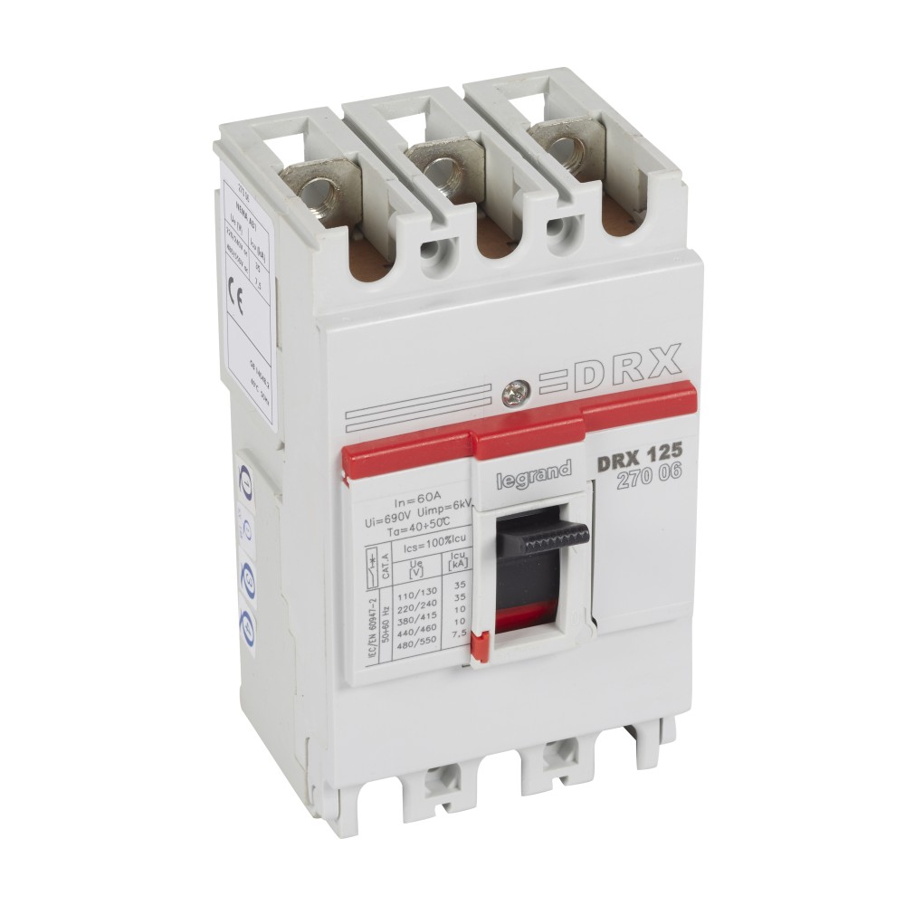 INTERRUPTOR AUT CAJA MOLD 3P FIJO 60A 10KA 415VAC DRX125 027006