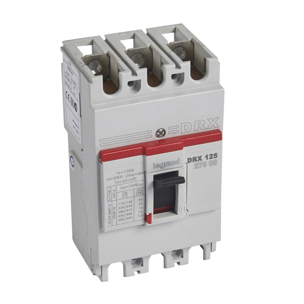 INTERRUPTOR AUT CAJA MOLD 3P FIJO 100A 10KA 415VAC DRX125 027008