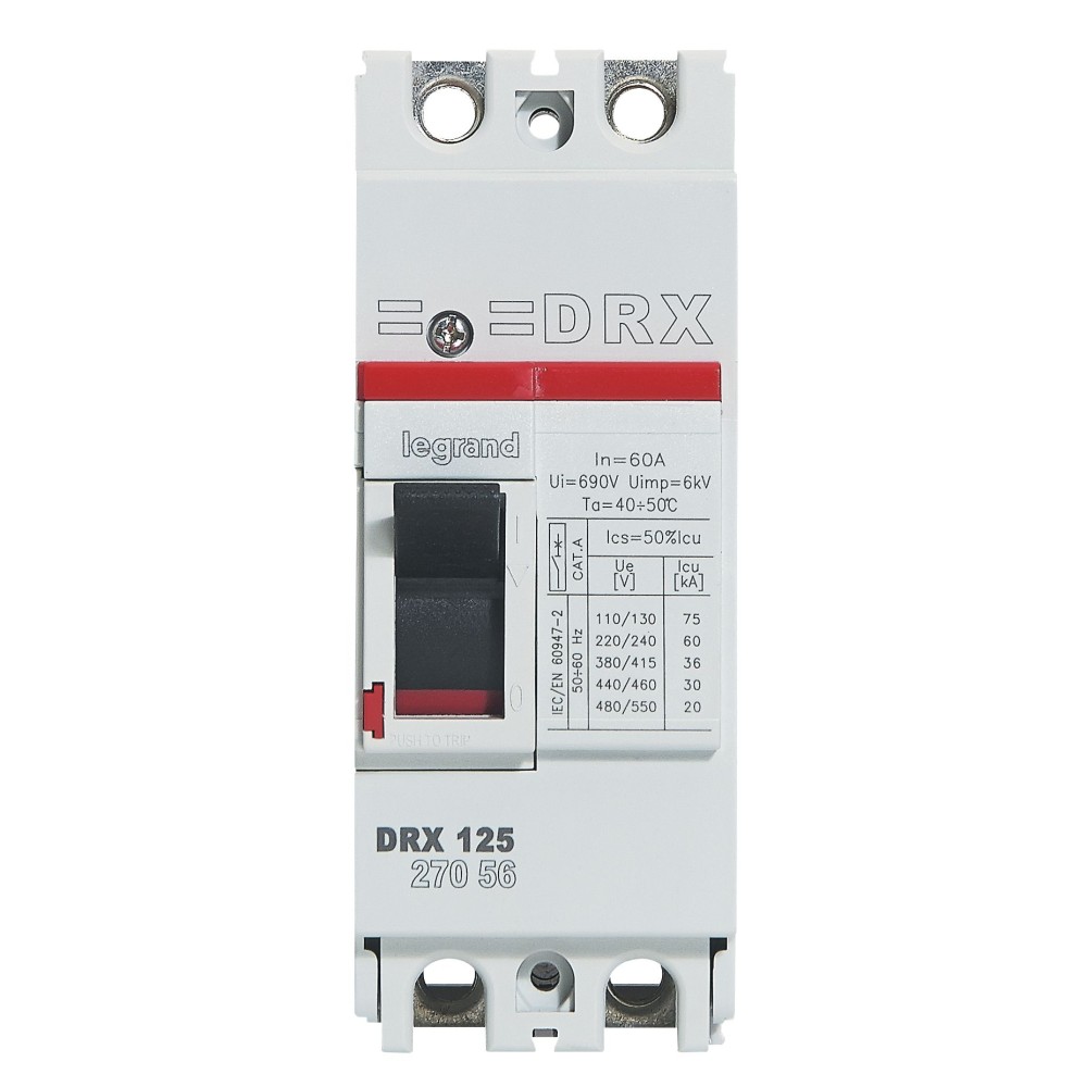 INTERRUPTOR AUT CAJA MOLD 2P FIJO 60A 36KA 415VAC DRX125 027056
