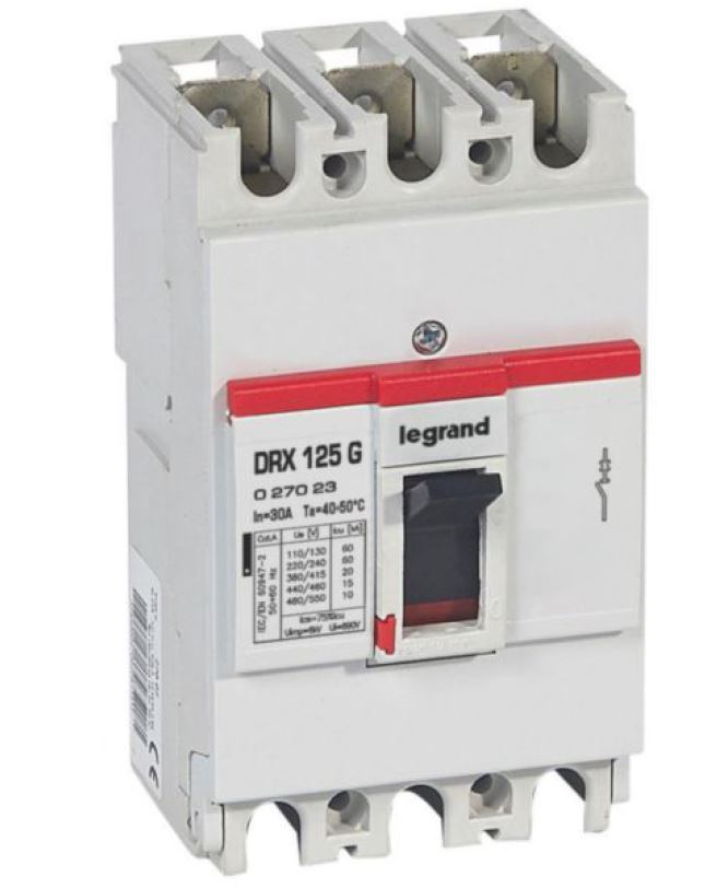INTERRUPTOR AUT CAJA MOLD 3P FIJO 30A 20KA 380/415VAC DRX125 027023