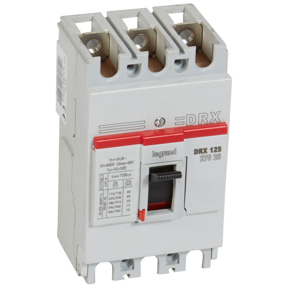 INTERRUPTOR AUT CAJA MOLD 3P FIJO 60A 20KA 380/415VAC DRX125 027026