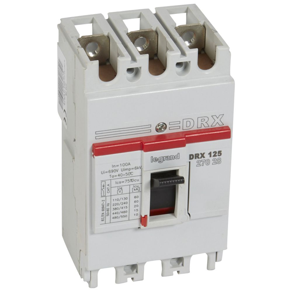INTERRUPTOR AUT CAJA MOLD 3P FIJO 100A 20KA 380/415VAC DRX125 027028