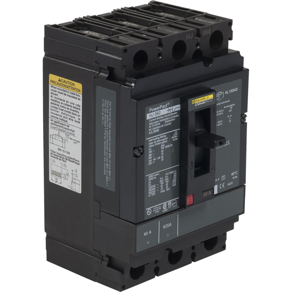 INTERRUPTOR AUT CAJA MOLD 3P FIJO 40A 65KA 480VAC POWERPACT H HJL36040