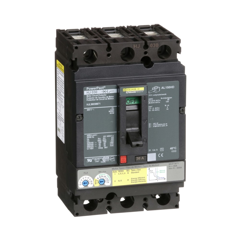 GUARDAMOTOR MAGNETICO 3P 9-325A 480VAC 65KA POWERPACT H HJL36030M71