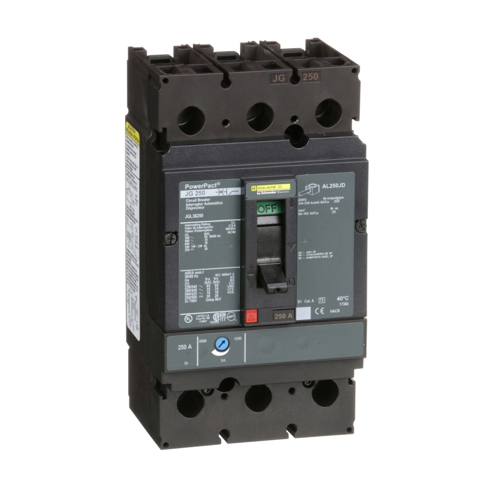 INTERRUPTOR AUT CAJA MOLD 3P 250A 65/35KA 240/480VAC POWERPACT J JGL36250