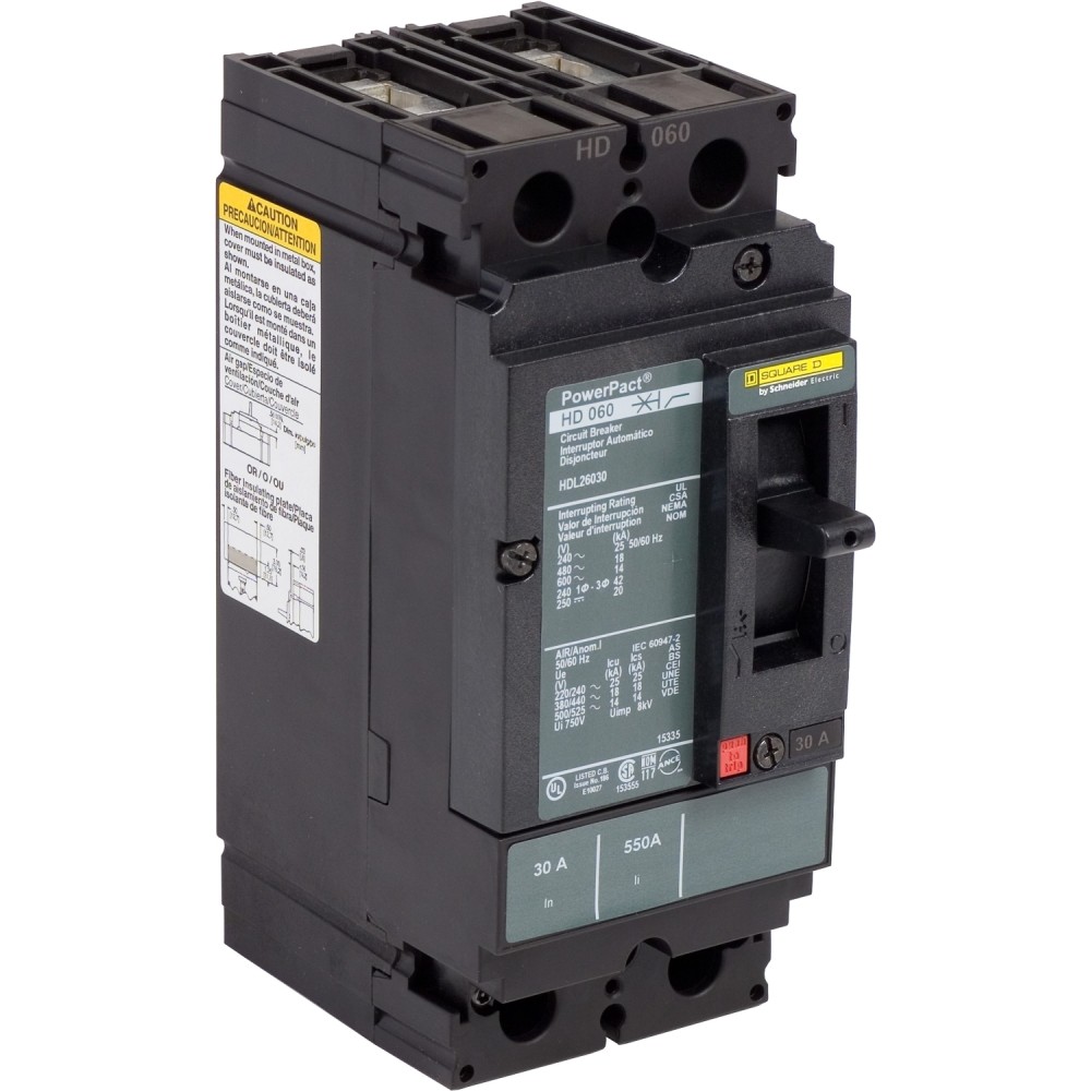 INTERRUPTOR AUT CAJA MOLD 2P 30A 18KA 480VAC POWERPACT H HDL26030