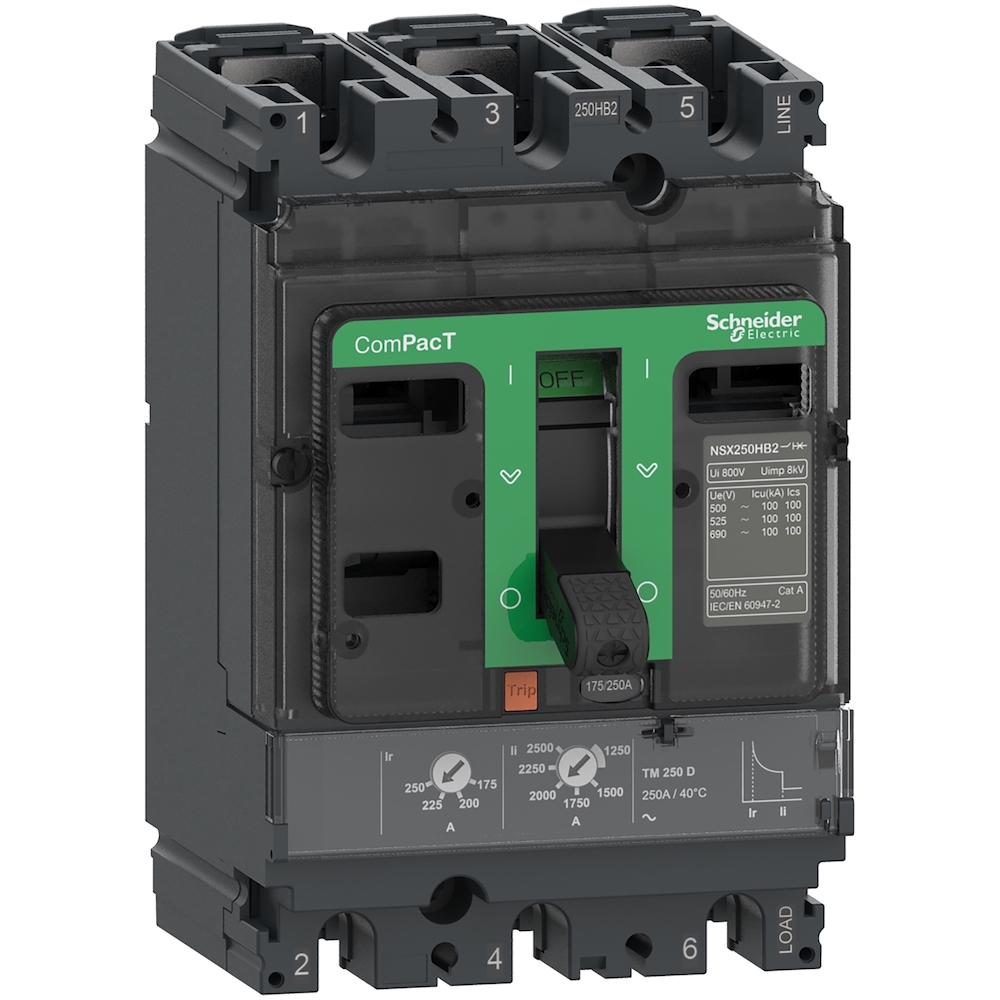 INTERRUPTOR AUT CAJA MOLD 3P REGUL 140-200A TMD 70KA 440VAC NSX250H C25H3TM200 (REEMPLAZA LV431671)
