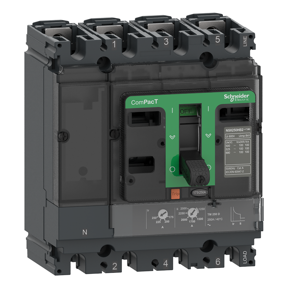 INTERRUPTOR AUT CAJA MOLD 4P REGUL 44-63A 36KA 415VAC NSX100F C10F6TM063 (REEMPLAZA LV429642)