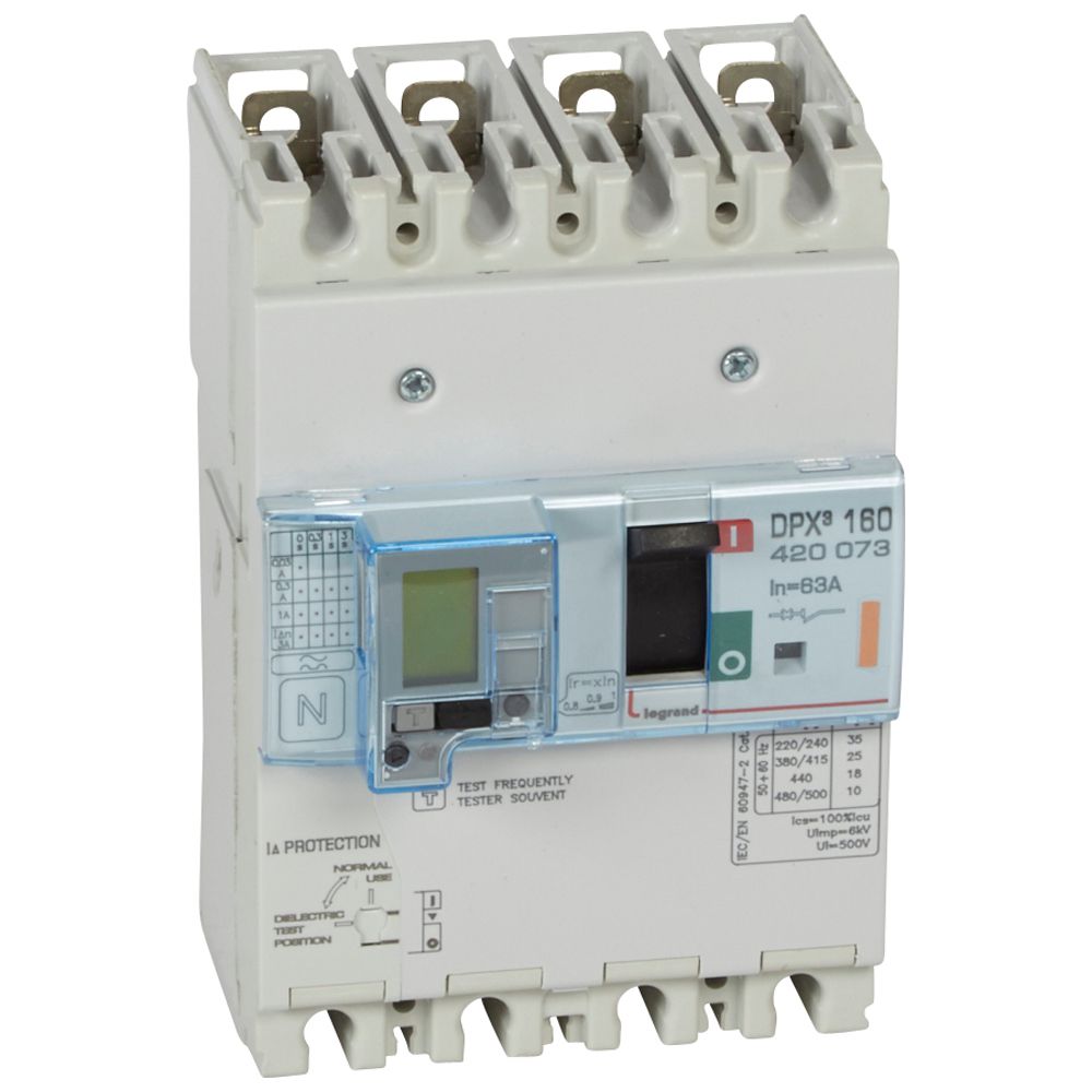 INT. TERMOMAGNETICO DIFERENCIAL DPX3 160, 4 POLOS, 63A. 25KA /400V 420073