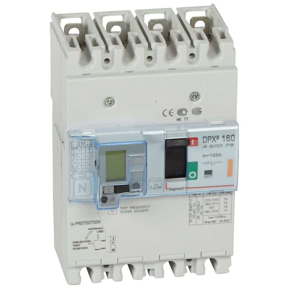 INTERRUPTOR DIFERENCIAL 4P 125A 25KA 400VAC C/PANTALLA LCD DPX3 160 420076