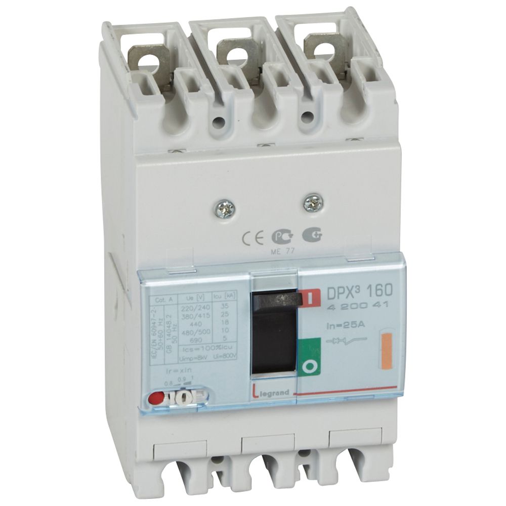 INTERRUPTOR AUT CAJA MOLD 3P REGUL 20-25A 25KA 400VAC DPX3 160 420041