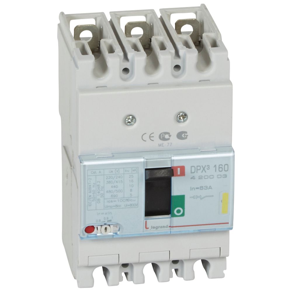 INTERRUPTOR AUT CAJA MOLD 3P REGUL 50-63A 16KA 400VAC DPX3 160 420003