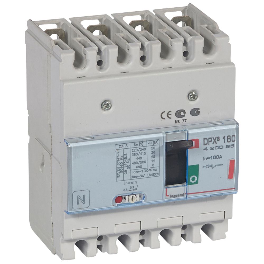 INTERRUPTOR AUT CAJA MOLD 4P REGUL 80-100A 36KA 400VAC DPX3 160 420095