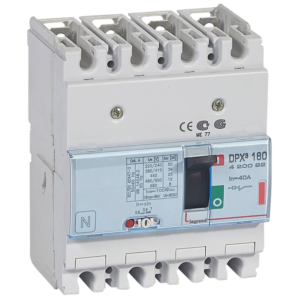 INTERRUPTOR AUT CAJA MOLD 4P REGUL 32-40A 36KA 400VAC DPX3 160 420092