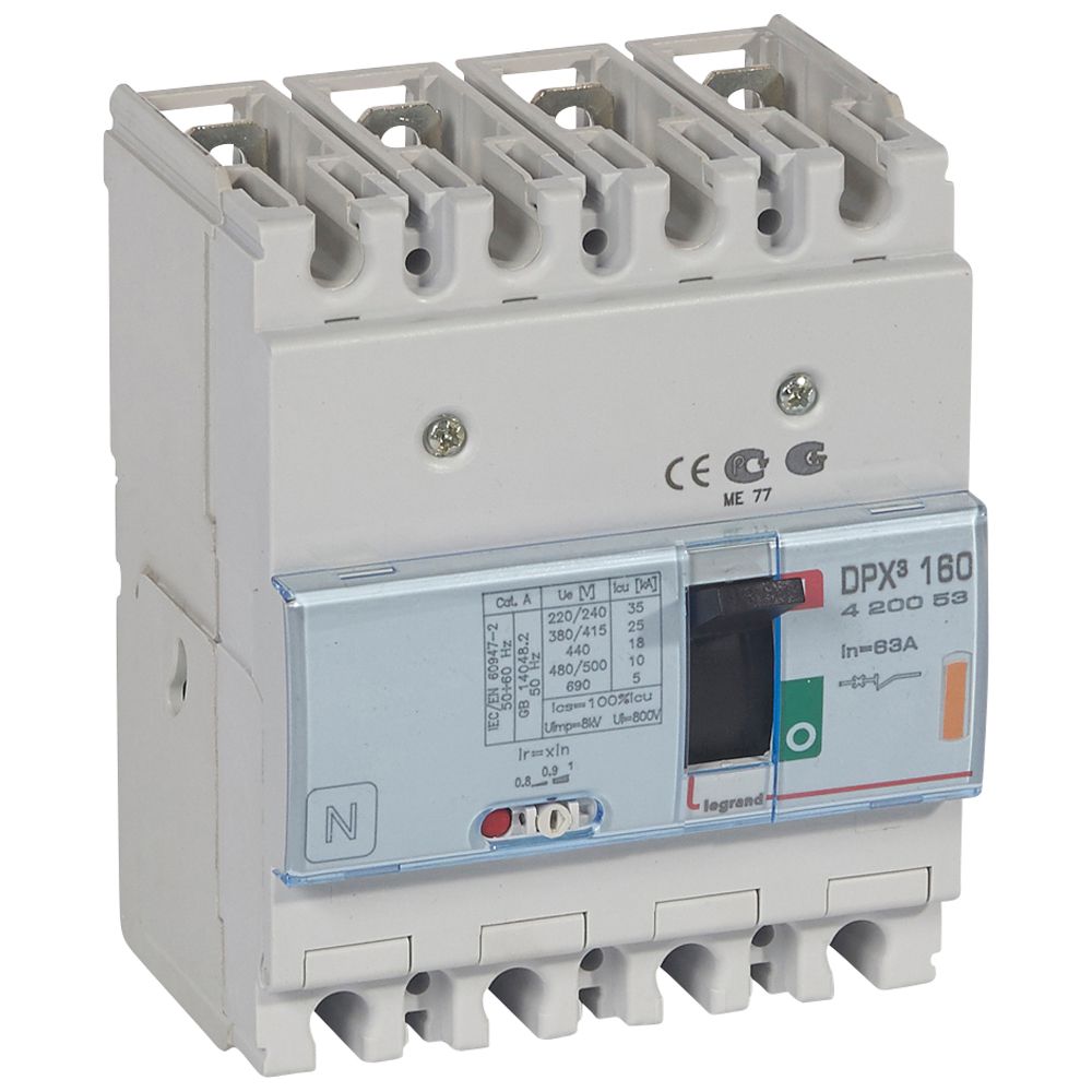 INTERRUPTOR AUT CAJA MOLD 4P 400VAC 63A 25 KA DPX3160 420053