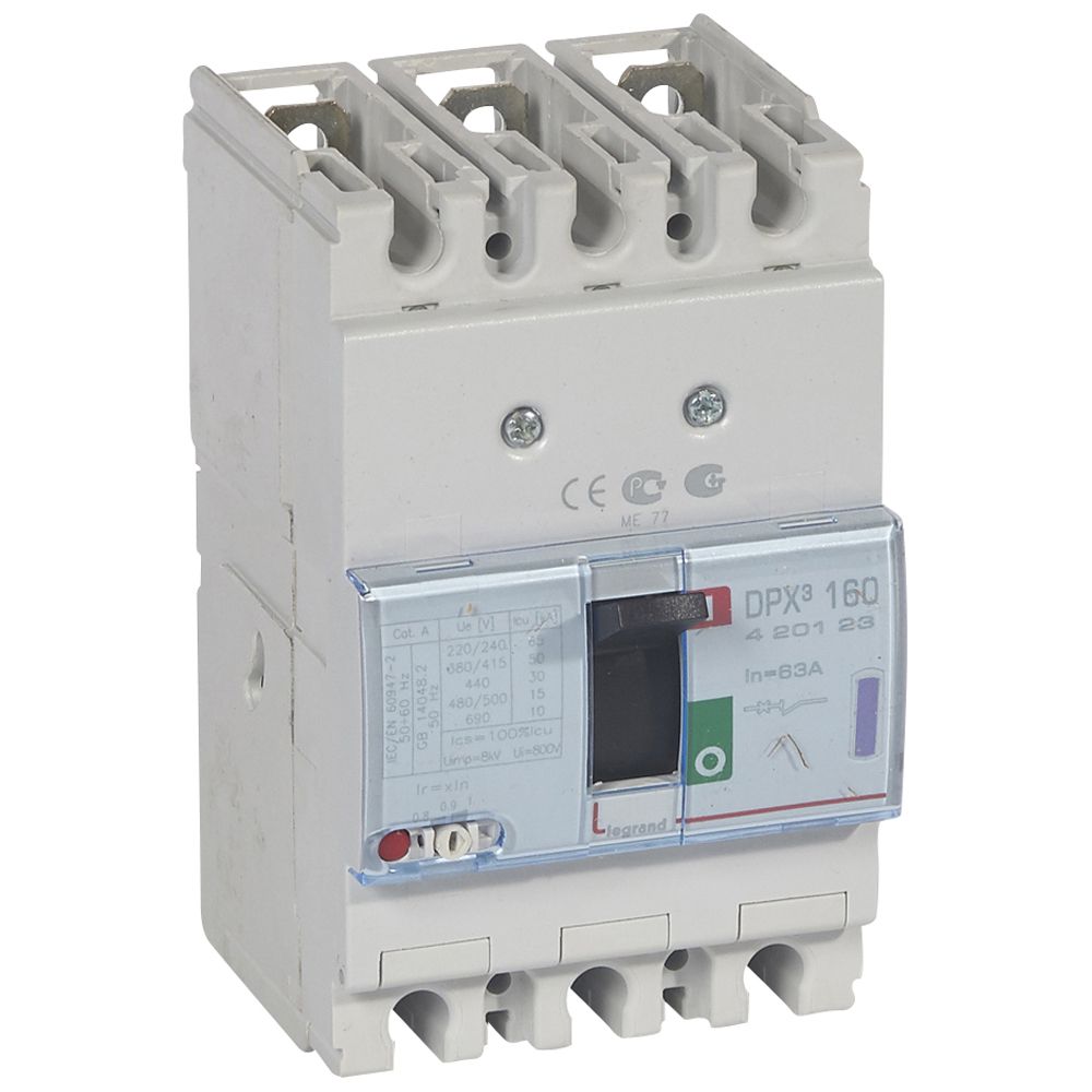 INTERRUPTOR AUT CAJA MOLD 3P REGUL 50-63A 50KA 400VAC DPX3 160 420123