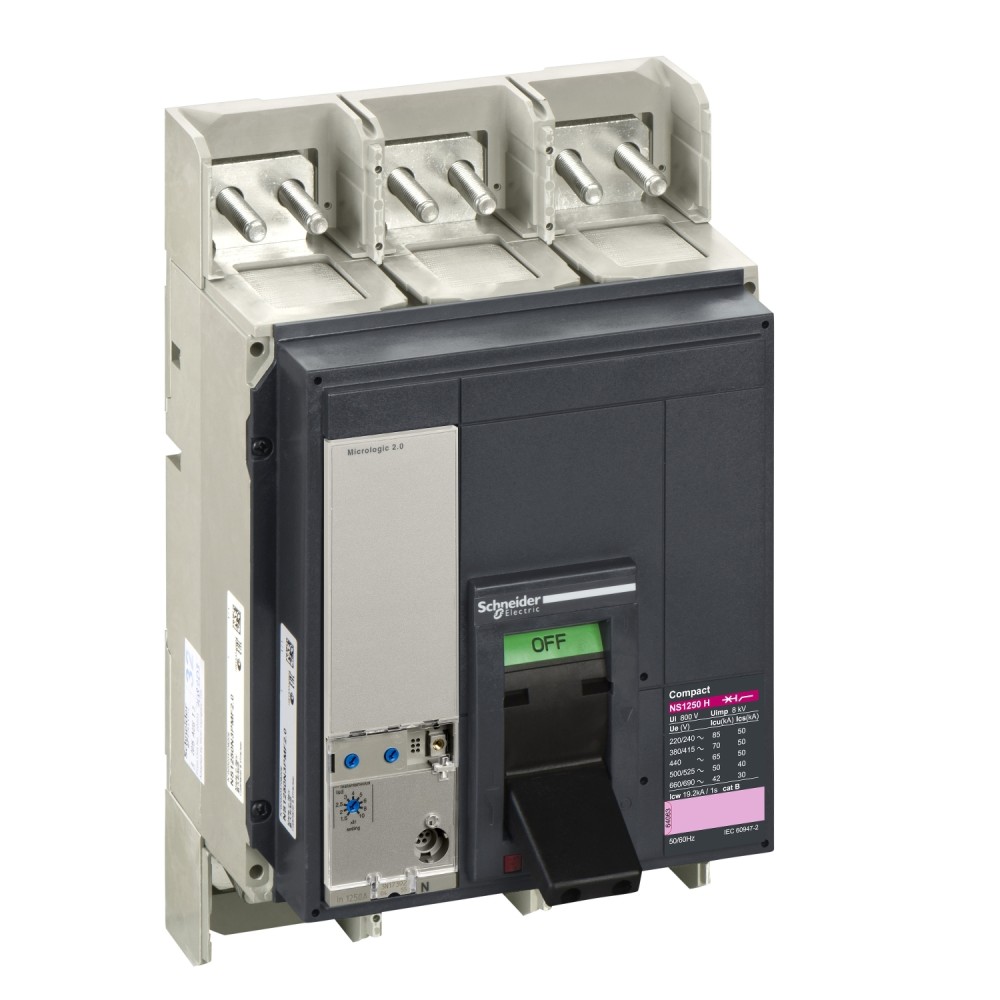 INTERRUPTOR AUT CAJA MOLD 3P REGUL 500-1250A 65KA 440VAC MICROLOG 2.0 NS1250H 33479