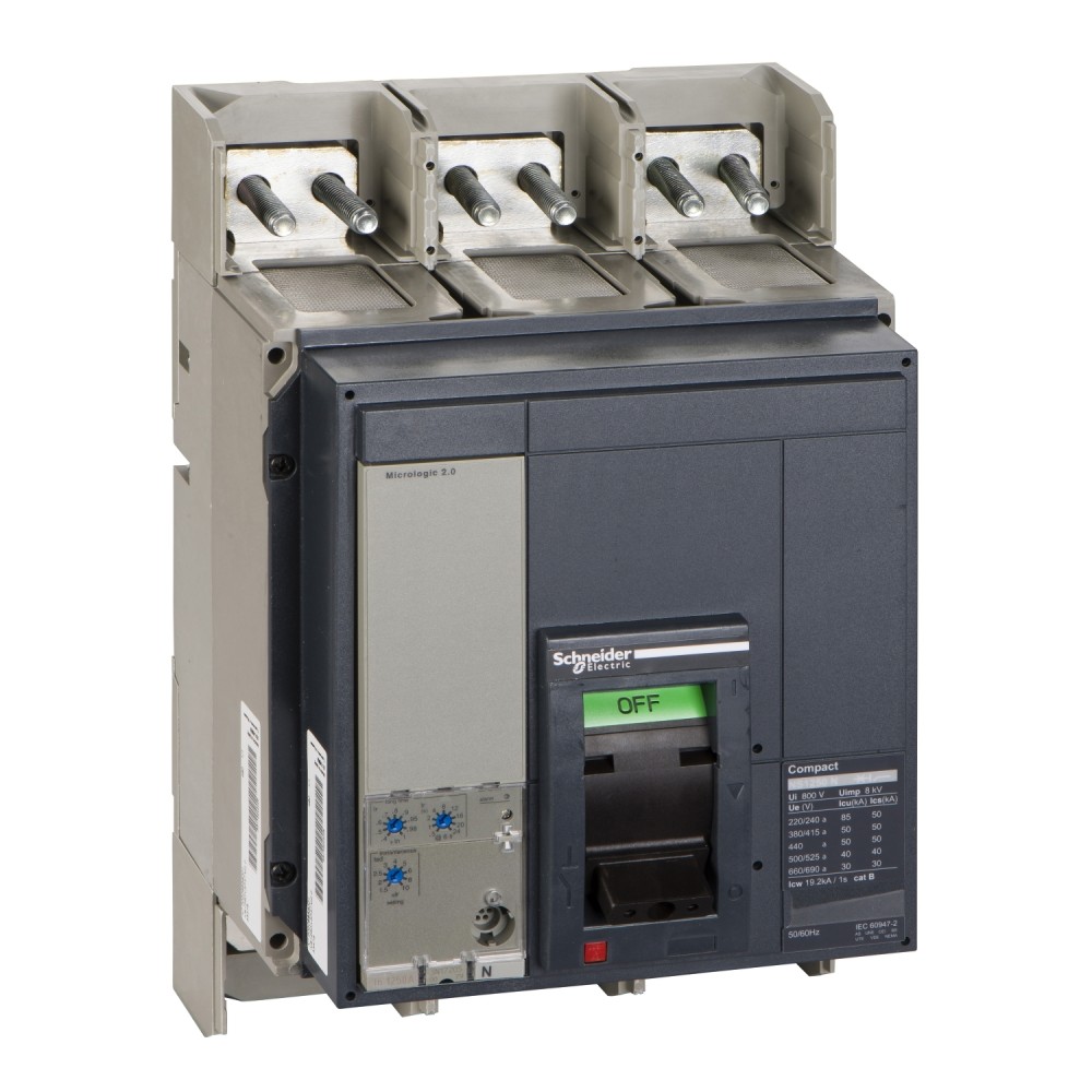INTERRUPTOR AUT CAJA MOLD 3P REGUL 500-1250A 50KA 440VAC MICROLOG 2.0 NS1250N 33478