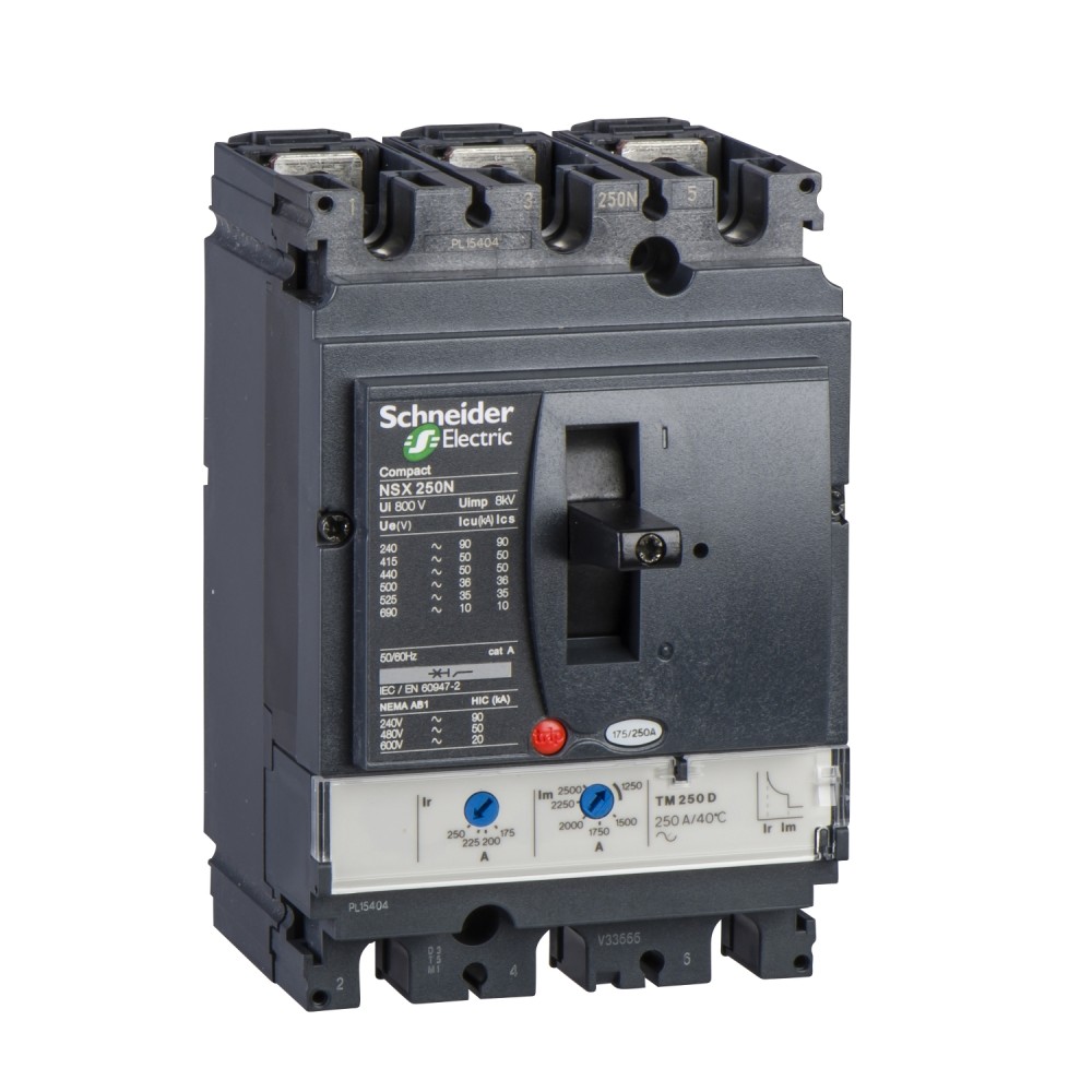 INTERRUPTOR AUT CAJA MOLD 3P REGUL 175-250A 65KA 440VAC NSX250H LV431670