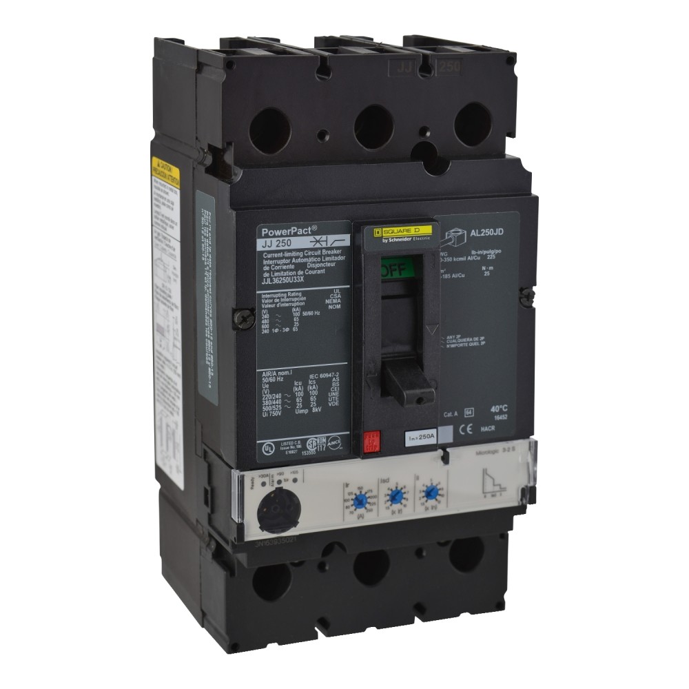 INTERRUPTOR AUT CAJA MOLD 3P REGUL 70-250A 65KA 480VAC MICROLOG 3.2S LSI POWERPACT J JJL36250U33X
