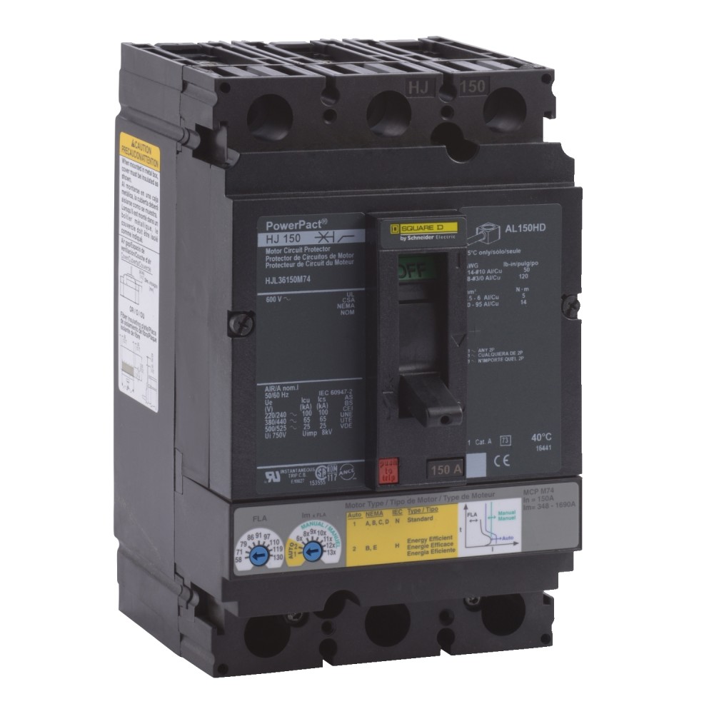 INTERRUPTOR AUT CAJA MOLD 3P 150A 25KA 600VAC POWERPACT H HJL36150M74