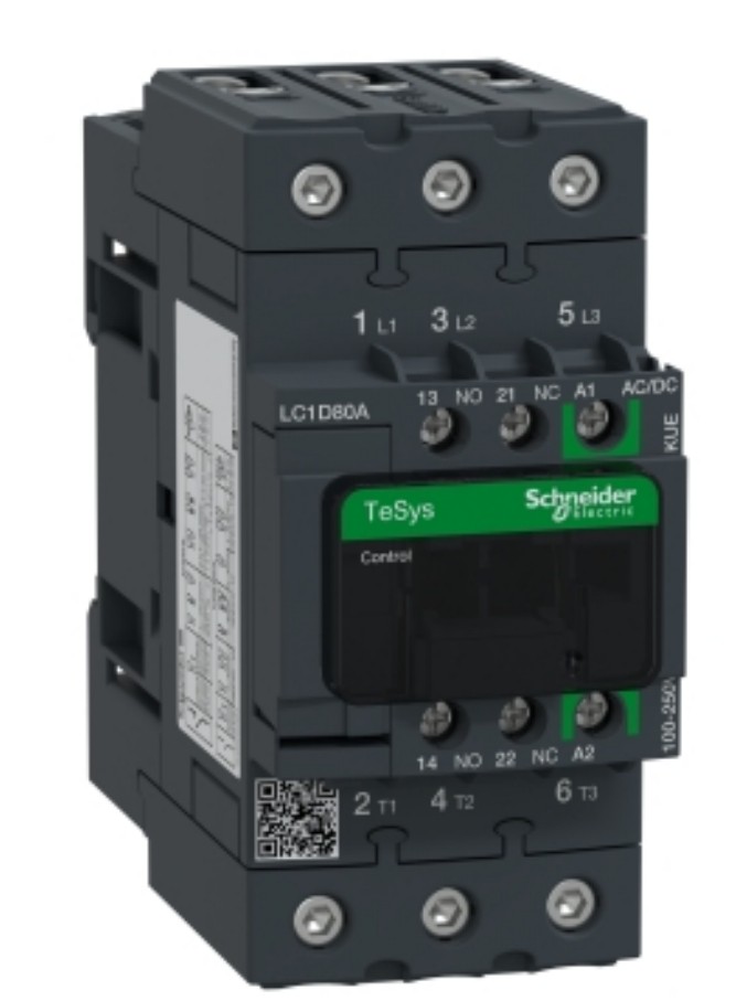 CONTACTOR POTENCIA MAGNETICO 3P 80A AC3 100-250VAC/DC 1NA+1NC TESYS LC1D80AKUE