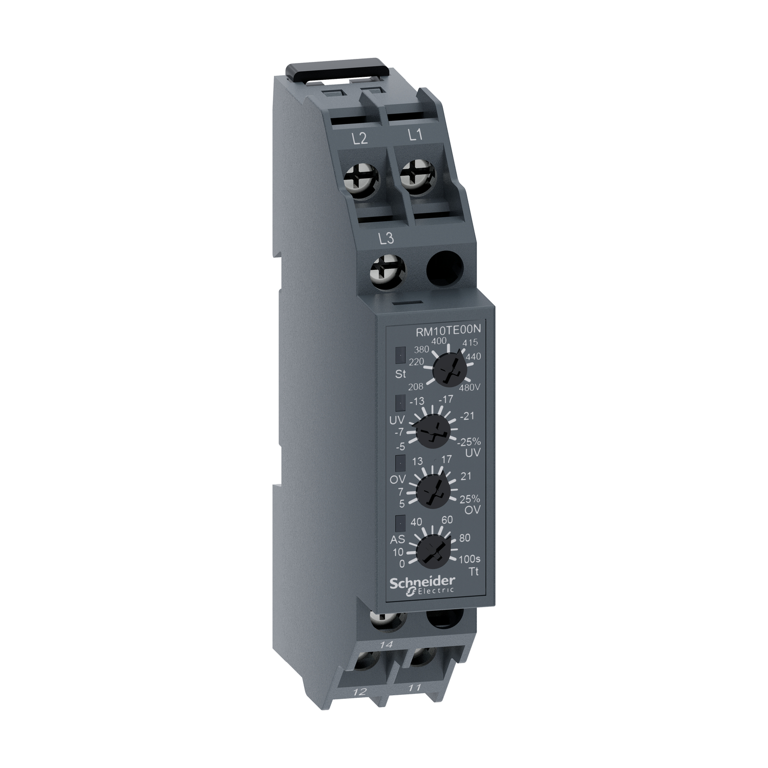 RELE CONTROL SECUENCIA FASE/ FALLA FASE Y ASIMETRIA 3F 0-100S 208-480VAC 1NANC HARMONY RM10TE00N