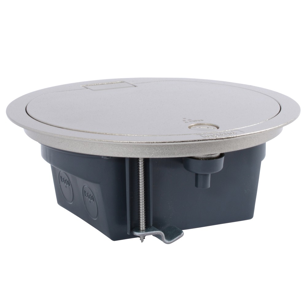 CAJA TOMACORRIENTE PISO EMPOTRABLE 4 MOD C/TAPA INOX GRIS 088064