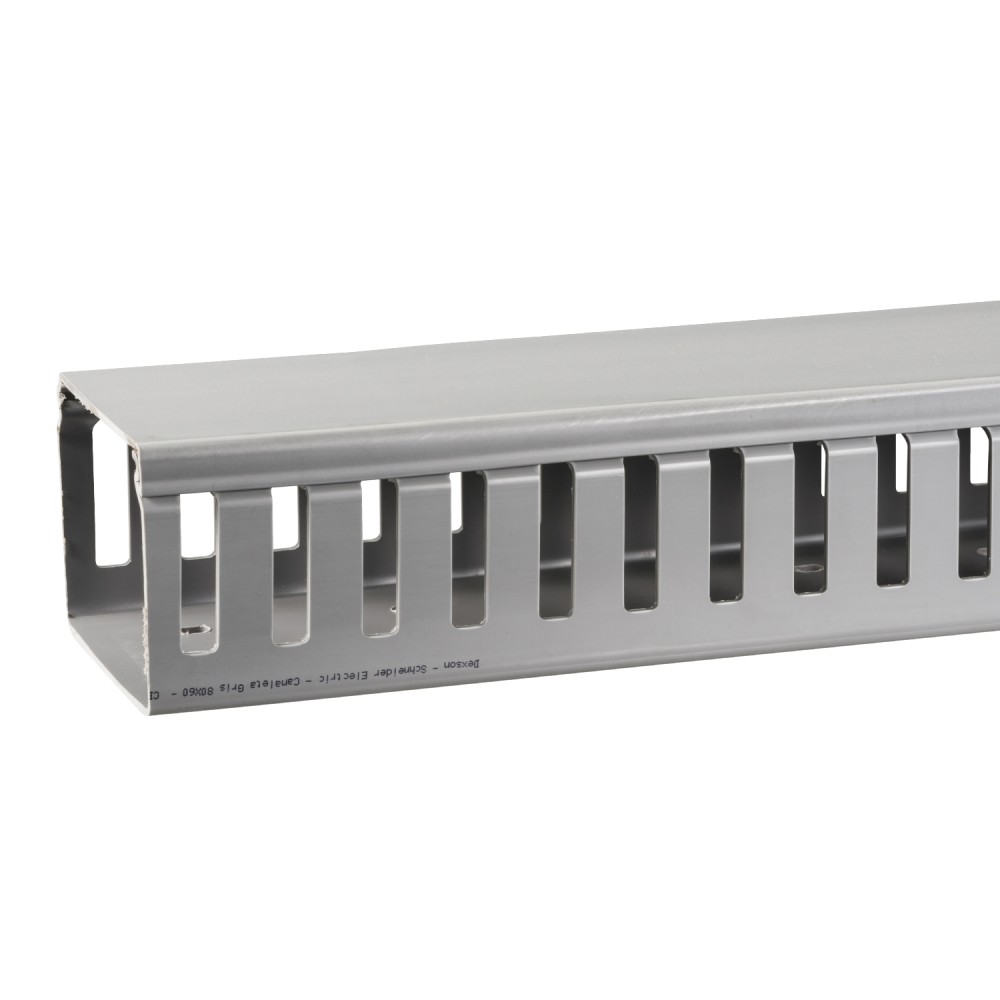 CANALETA RANURADA GRIS 80X60 2M DEXON DXN10112
