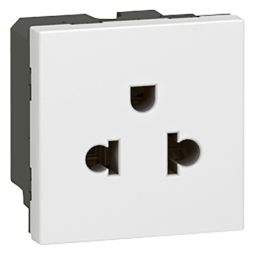 DADO TOMACORRIENTE UNIVERSAL 2 MOD BLANCO 2P+T 16A 250V MOSAIC 077502