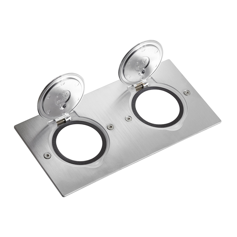 PLACA P/CAJA TOMACORRIENTE PISO EMPOTRABLE 2+2 C/TAPA GRIS 089702