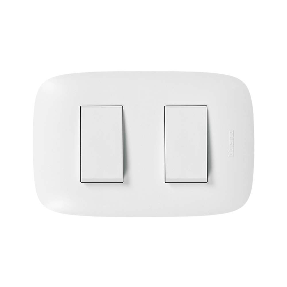 INTERRUPTOR DOBLE 1P BLANCO 250V 10A PLACA BLANCA DOMINO SENCIA AP1200