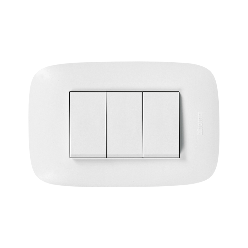 INTERRUPTOR TRIPLE 1P BLANCO 250V 10A PLACA BLANCA DOMINO SENCIA AP1300
