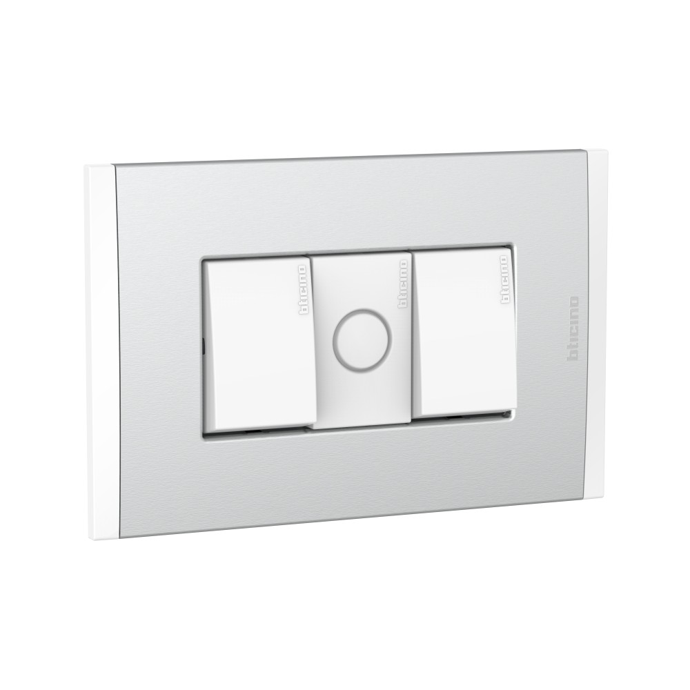 INTERRUPTOR DOBLE 1P BLANCO 250V PLACA ALUM NATURAL MODUS4 AH2200EBMN