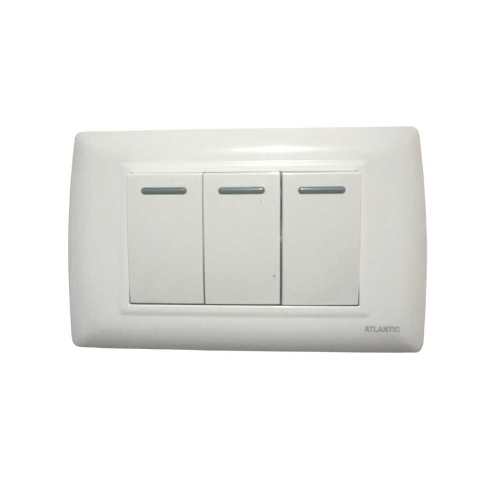 INTERRUPTOR TRIPLE 1P BLANCO 250V 16A PLACA BLANCO LP1631