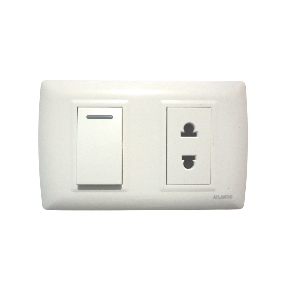 INTERRUP +TOMACORRIENTE UNIVERSAL 16A 250V BLANCA PLACA BLANCA LP316