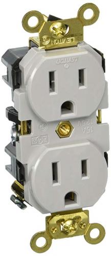 TOMACORRIENTE EMP DOBLE GRIS 2P+T 15A 125V GRADO INDUSTRIAL 5262-GY