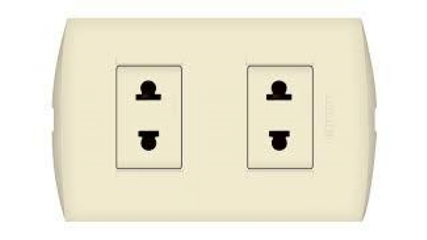 TOMACORRIENTE DOBLE UNIVERSAL MARFIL 2P 16A 250V PLACA MARFIL MODUS STYLE AE2212EM