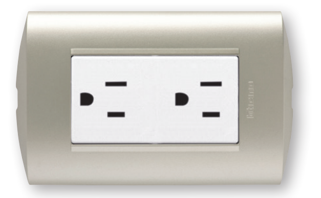 TOMACORRIENTE DOBLE AMERICANO BLANCO 2P+T 15A 250V PLACA PERLA MODUS STYLE AE2228E2BNA