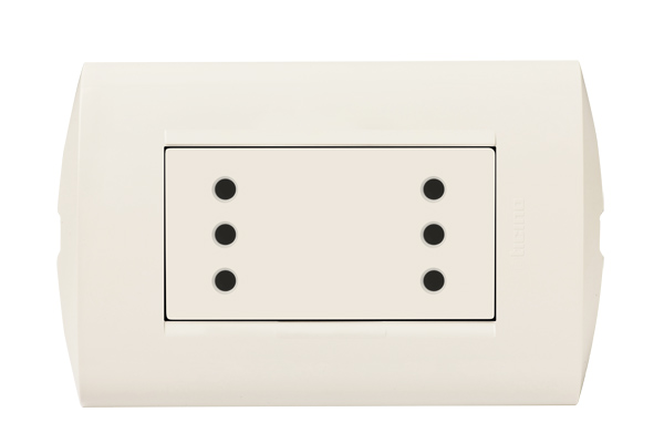 TOMACORRIENTE DOBLE 3 EN LINEA MARFIL 2P+T 10A 250V PLACA MARFIL MODUS STYLE AE2113E2M