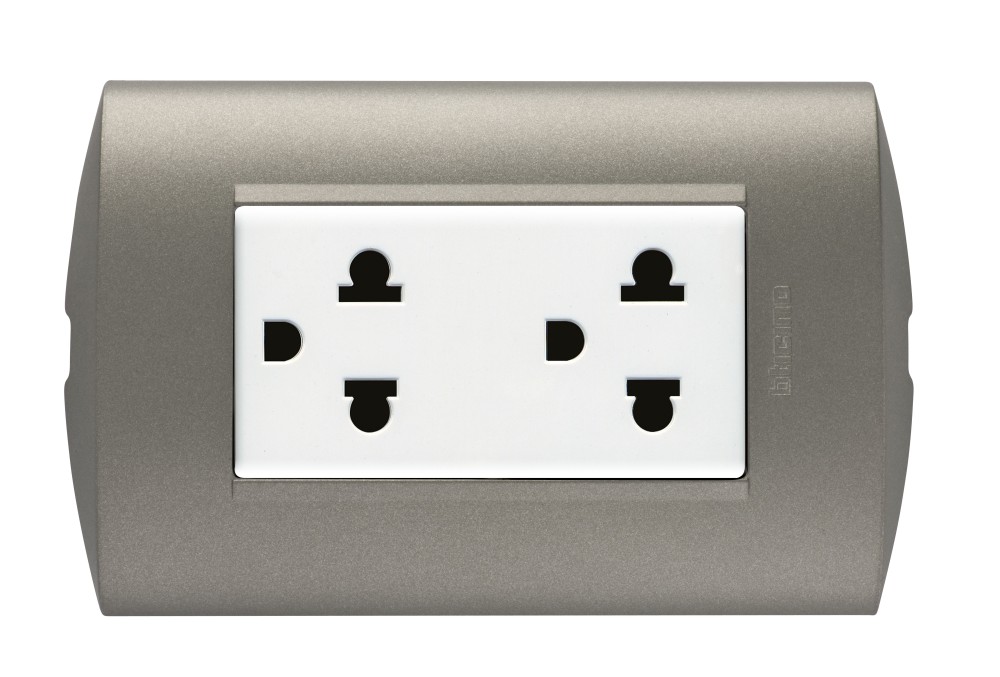 TOMACORRIENTE DOBLE UNIVERSAL BLANCO 2P+T 16A 250V PLACA TERRA MODUS STYLE AE2212EBTIT
