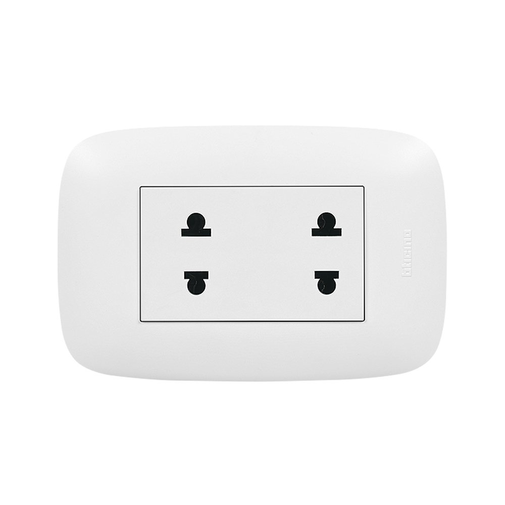 TOMACORRIENTE DOBLE UNIVERSAL BLANCO 2P 16A 250V PLACA BLANCA DOMINO SENCIA AP1212
